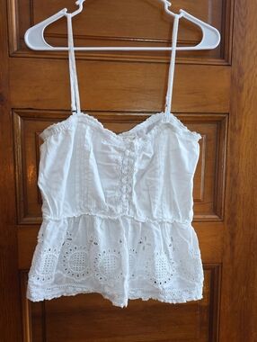 Chelsea & Violet White Eyelet Peplum Cami